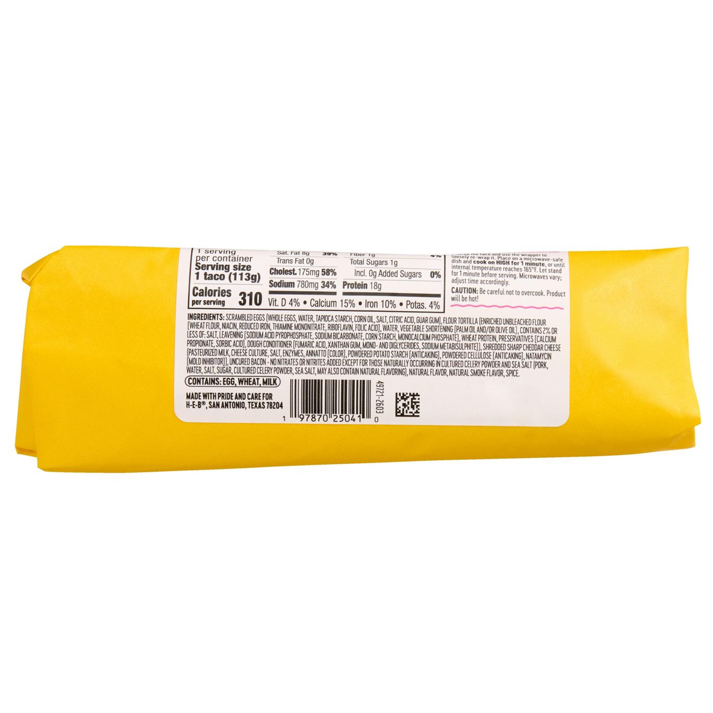 Hill Country Fare Bacon, Egg & Cheese Breakfast Taco; image 2 of 3