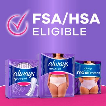 Always Discreet, Reimagined Adult Diapers for Women, Maximum Incontinence and Postpartum Underwear XL/XXL, 26 CT​, 26 ct