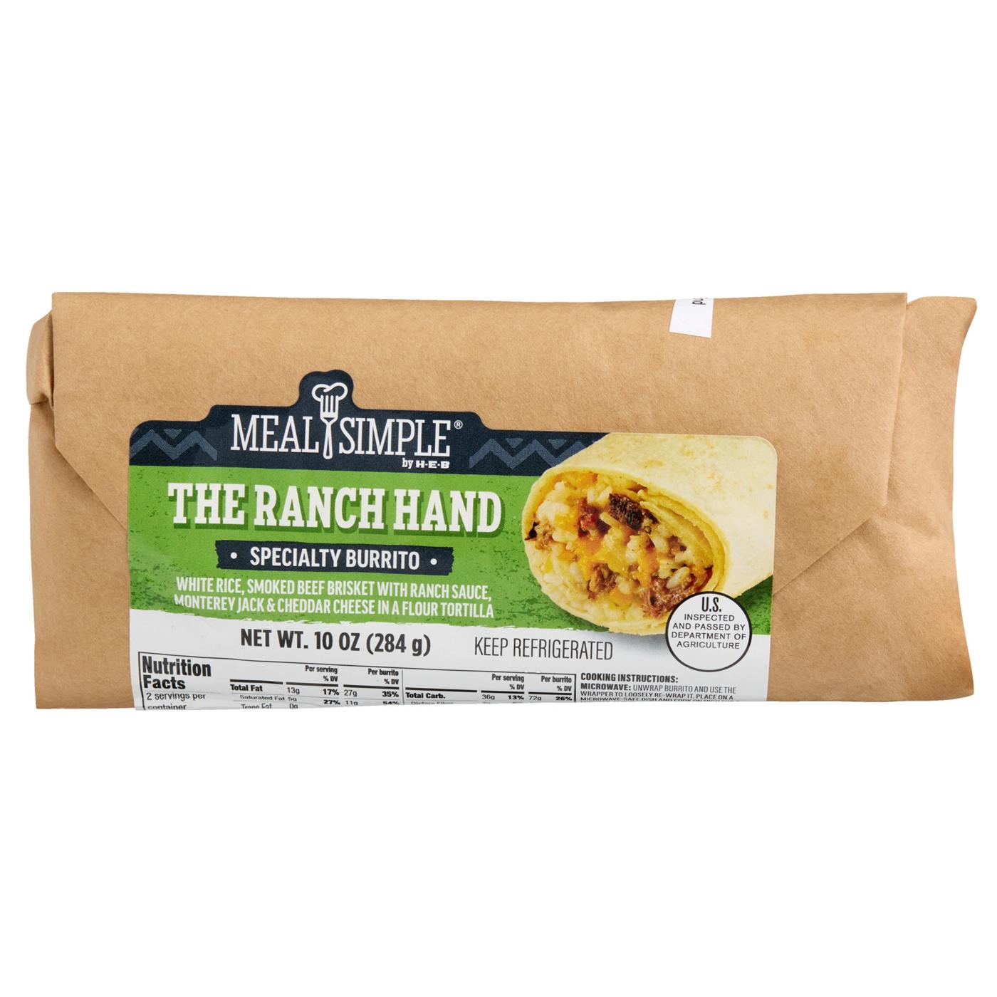 Meal Simple by H‑E‑B The Ranch Hand Burrito - Brisket & Rice; image 1 of 4