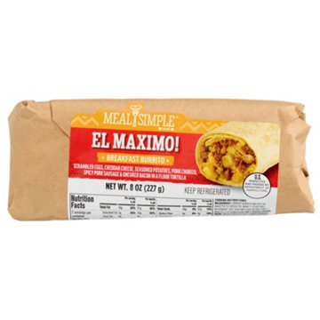 Meal Simple by H-E-B El Maximo Breakfast Burrito - Chorizo, Sausage, Bacon & Egg