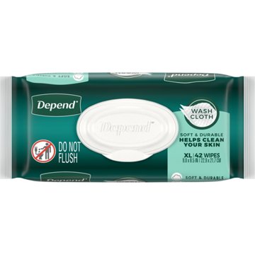 Depend XL Wash Cloths, 42 ct