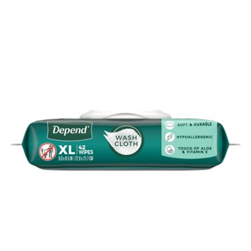 Depend XL Disposable Washcloths for Adults, 42 ct