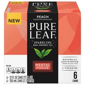 Pure Leaf Mental Focus Sparkling Peach Tea 6 pk Cans