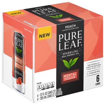 Pure Leaf Mental Focus Sparkling Peach Tea 6 pk Cans