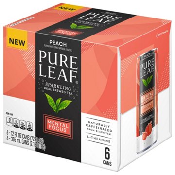 Pure Leaf Mental Focus Sparkling Peach Tea 6 pk Cans