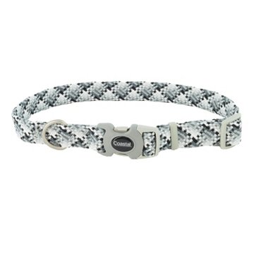 Coastal Proact Adjustable Woven Reflect Dog Collar - Grey - Medium