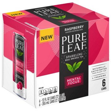 Pure Leaf Mental Focus Sparkling Raspberry Tea 6 pk Cans