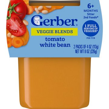 Gerber Veggie Blends 2nd Baby Foods - Tomato White Bean, 4 oz Tubs
