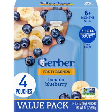 Gerber Fruit Blends Baby Food Pouch - Banana Blueberry