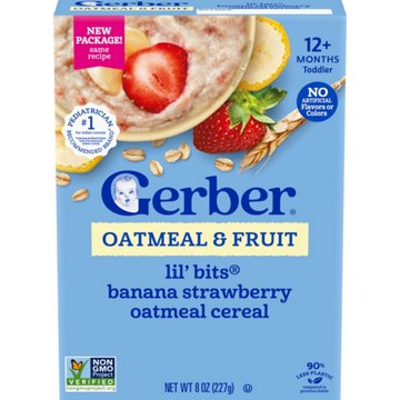 Gerber Toddler Oatmeal & Fruit - Lil Bits Banana Strawberry Oatmeal Cereal