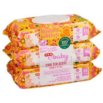H-E-B Baby Wipes - Chai Tea Scent, 3 pk