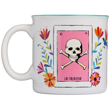 Loteria Don Clemente La Calavera (Skull) Stoneware Coffee Mug, 22 oz