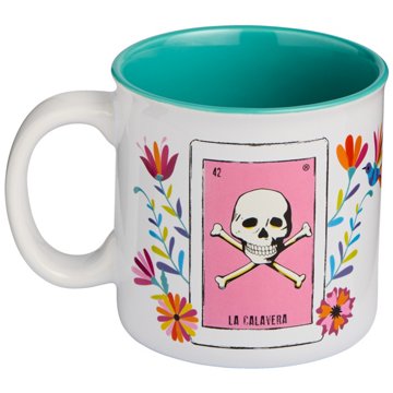 Loteria Don Clemente La Calavera (Skull) Stoneware Coffee Mug, 22 oz