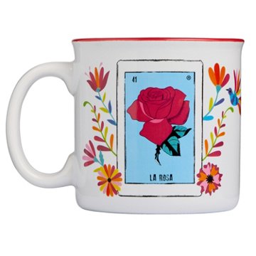 Loteria Don Clemente La Rosa (Rose) Stoneware Coffee Mug, 22 oz