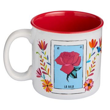 Loteria Don Clemente La Rosa (Rose) Stoneware Coffee Mug, 22 oz