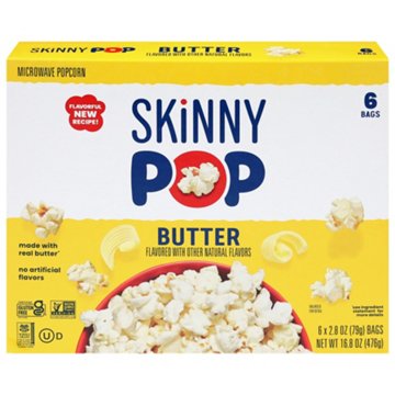 SKINNYPOP Microwavable Popcorn - Butter, 6 ct