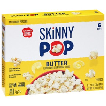 SKINNYPOP Microwavable Popcorn - Butter, 6 ct