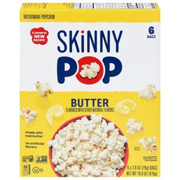 SKINNYPOP Microwavable Popcorn - Butter, 6 ct