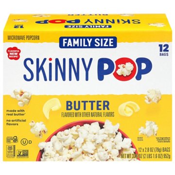 SKINNYPOP Microwavable Popcorn Family Size - Butter, 12 ct