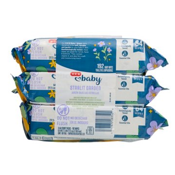 H-E-B Baby Wipes - Starlit Garden, 3 pk
