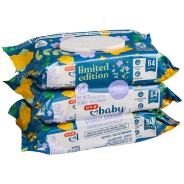 H-E-B Baby Wipes - Starlit Garden, 3 pk