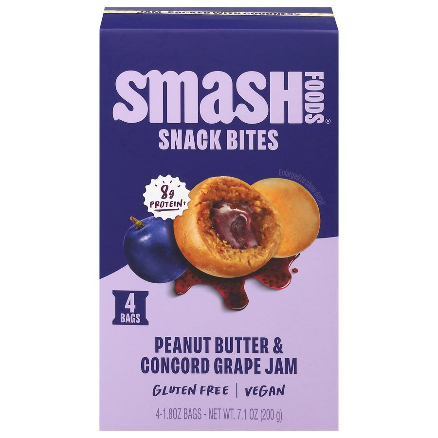 Smash Foods Snack Bites Peanut Butter & Concord Grape - Shop Diet ...