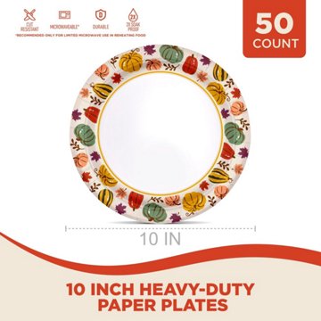 H-E-B 10 in Seasonal Fall Paper Plates