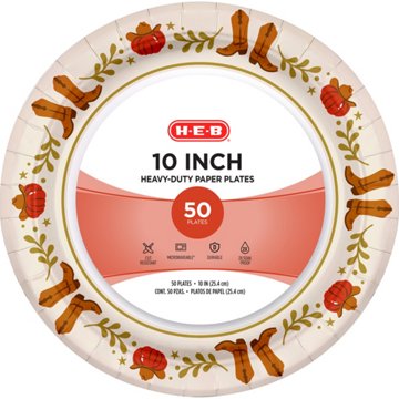 H-E-B 10 in Texas Fall Paper Plates, 50 ct