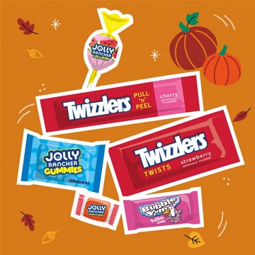 Bubble Yum, Jolly Rancher And Twizzlers Assorted Fruit Flavored Halloween Candy Bulk Bag