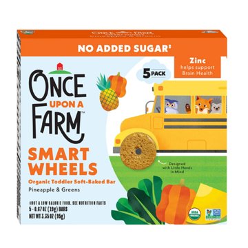 Once Upon a Farm Smart Wheels Organic Toddler Soft Baked Bars - Pineapple & Greens