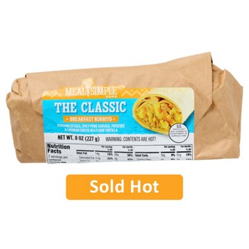 Meal Simple by H-E-B The Classic Breakfast Burrito - Sausage, Egg &Cheese (Sold Hot)