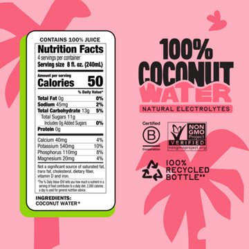Harmless Harvest No Added Sugar 100% Coconut Water, 32 fl oz