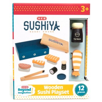 H-E-B Beyond Imagination! Sushiya Sushi House Wooden Playset, 12 pc