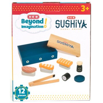 H-E-B Beyond Imagination! Sushiya Sushi House Wooden Playset, 12 pc