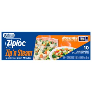 Ziploc Zip’n Steam Food Steamer Bags, Seal Top Closure, 10 ct