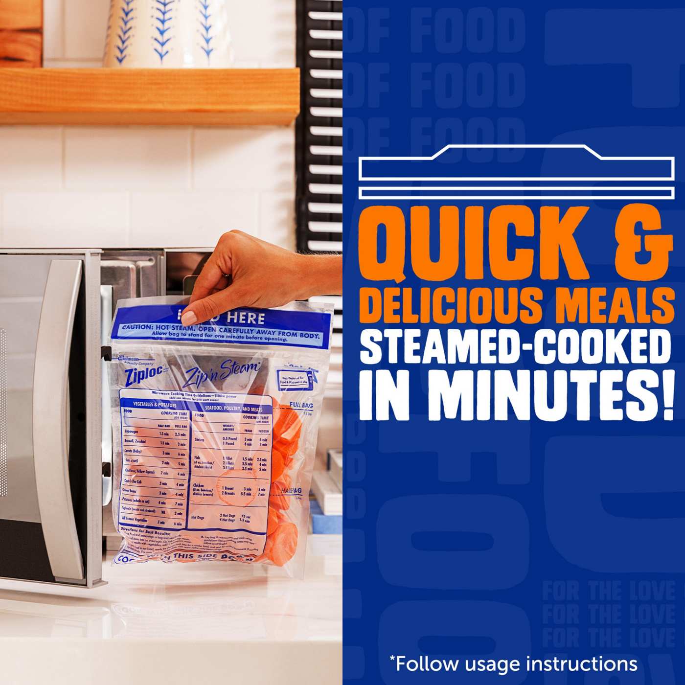 Ziploc Zip’n Steam Food Steamer Bags, Seal Top Closure; image 7 of 8
