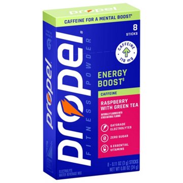 Propel Fitness Powder Energy Boost Stick Packs - Raspberry Green Tea