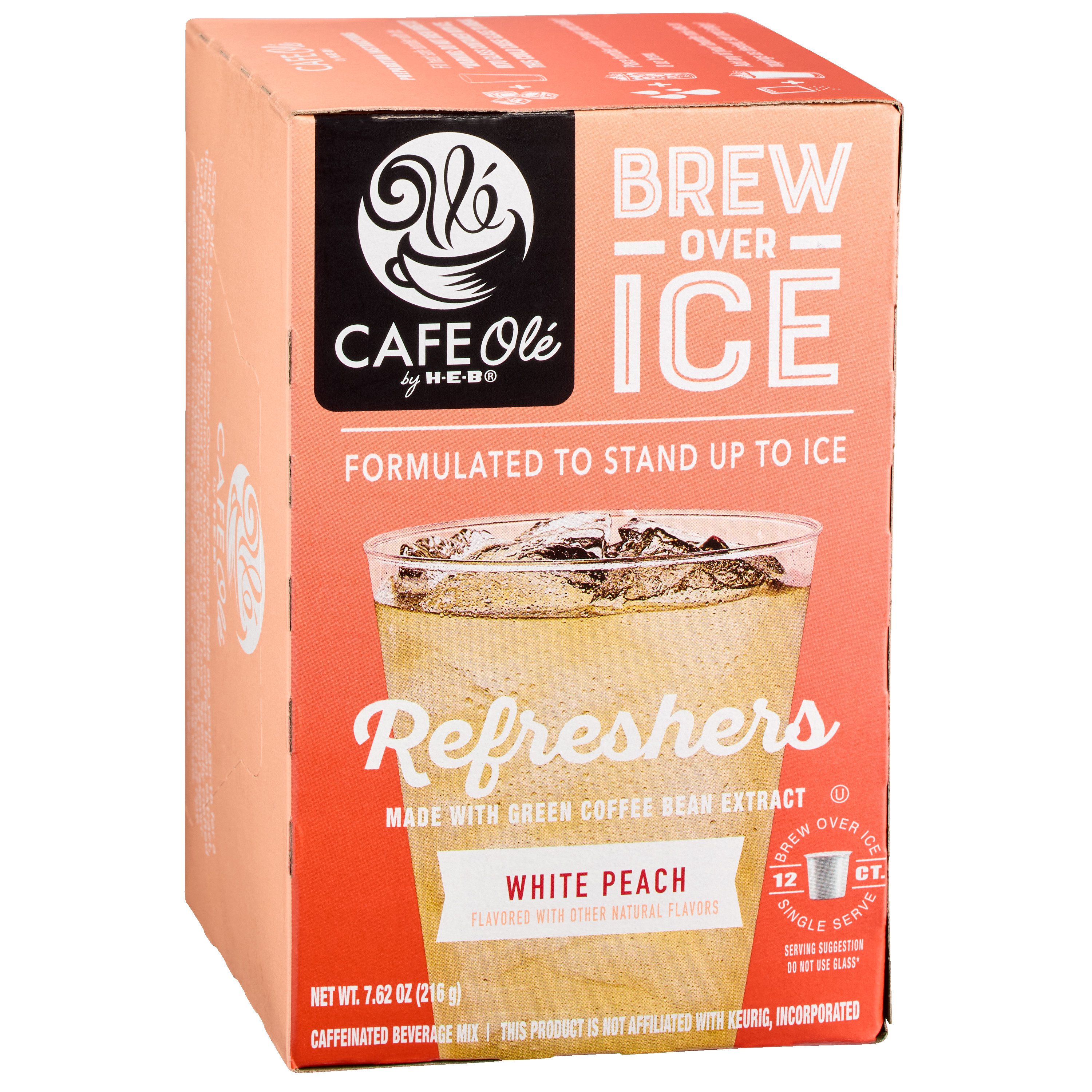 カフェオレ CAFE Olé by H-E-B Brew Over Ice White Peach Refreshers Single