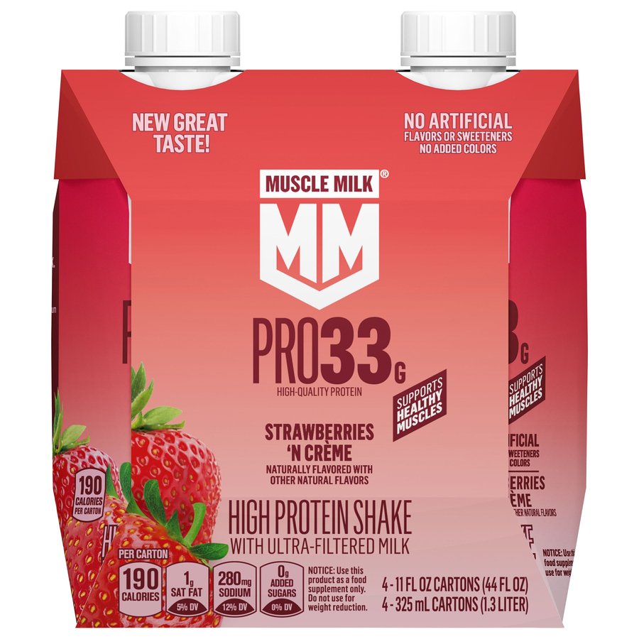 Muscle Milk Pro 33g Protein Shake 4 pk Cartons - Strawberries 'N Creme ...