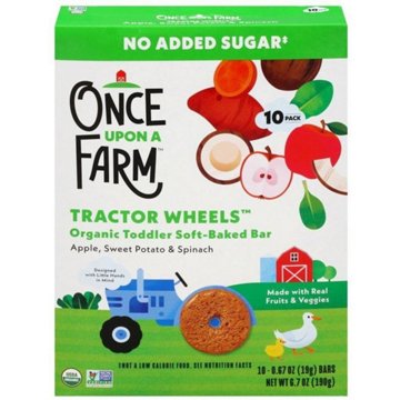 Once Upon a Farm Organic Tractor Wheels Toddler Bars - Apple Sweet Potato & Spinach