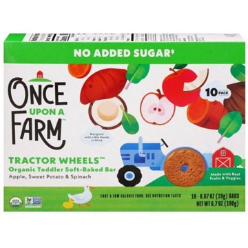 Once Upon a Farm Organic Tractor Wheels Toddler Bars - Apple Sweet Potato & Spinach