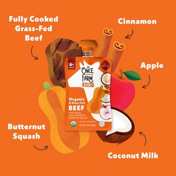 Once Upon a Farm Organic & Grass-Fed Beef Baby Pouch with Apple & Coconut Milk