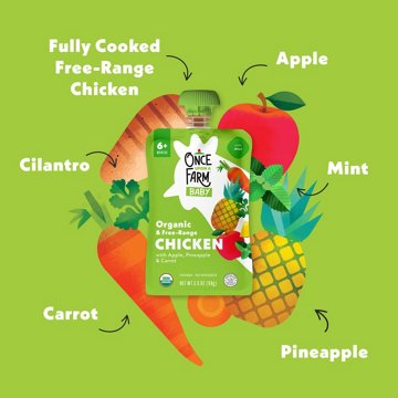 Once Upon a Farm Organic & Free Range Chicken Baby Pouch with Apple Pineapple & Carrot