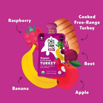 Once Upon a Farm Organic & Free Range Turkey Baby Pouch with Apple Raspberry Banana & Beet