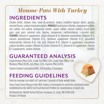 Fancy Feast Gems Pate Mousse Wet Cat Food - Turkey & Chicken