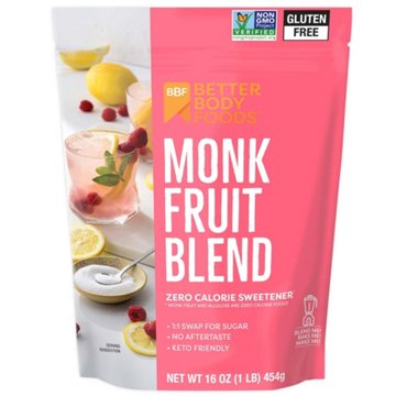 BetterBody Foods Monk Fruit Blend Zero Calorie Sweetener, 16 oz