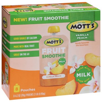 Mott's Vanilla Peach Fruit Smoothie Pouches, 8 ct