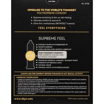 Skyn Supreme Feel Non Latex Condoms, 30 ct