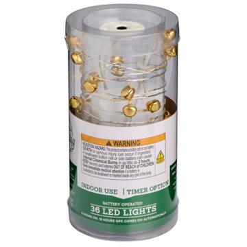 Destination Holiday String of Indoor Battery Operated LED Lights with Timer Option, 36 ct