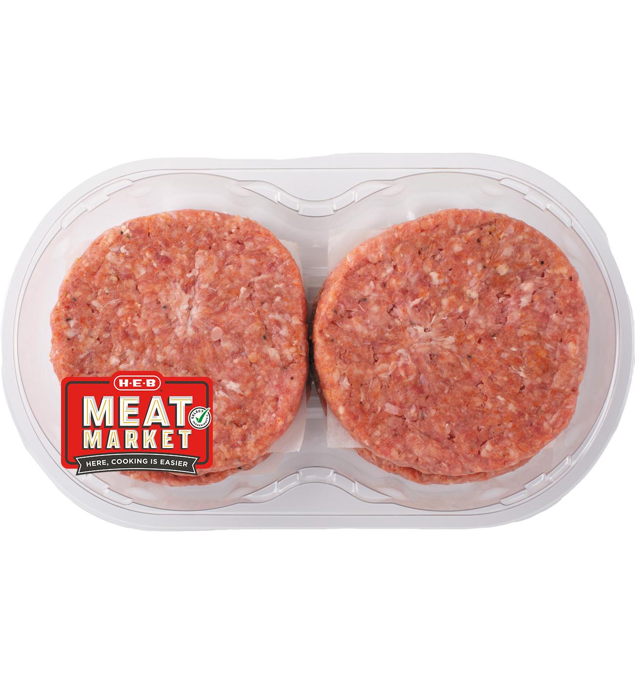 H-E-B Meat Market Beef & Pork Steakhouse Seasoned Burger Patties; image 1 of 3